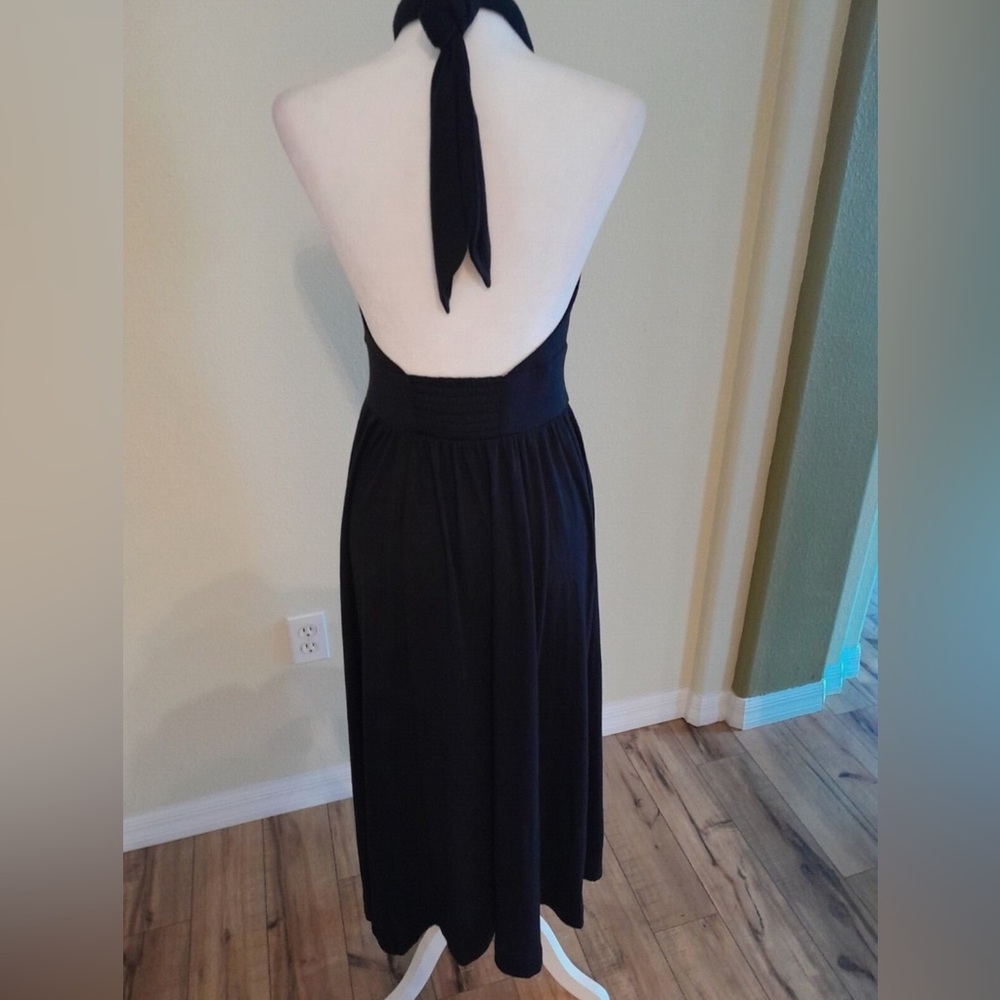 Goddess Festival Lightweight Halter Low-Back Bohemian Black Dress - Free People - Picture 2 of 11